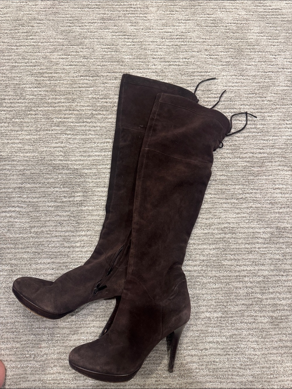 Sam Edelman Brown Suede Over-the-Knee Platform Boots Size 9